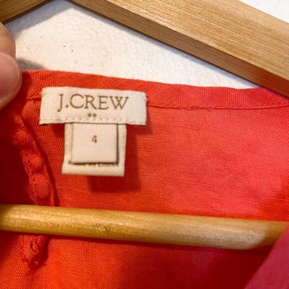 J. Crew Linen Embroidered Blouse 4 - Picture 3 of 8
